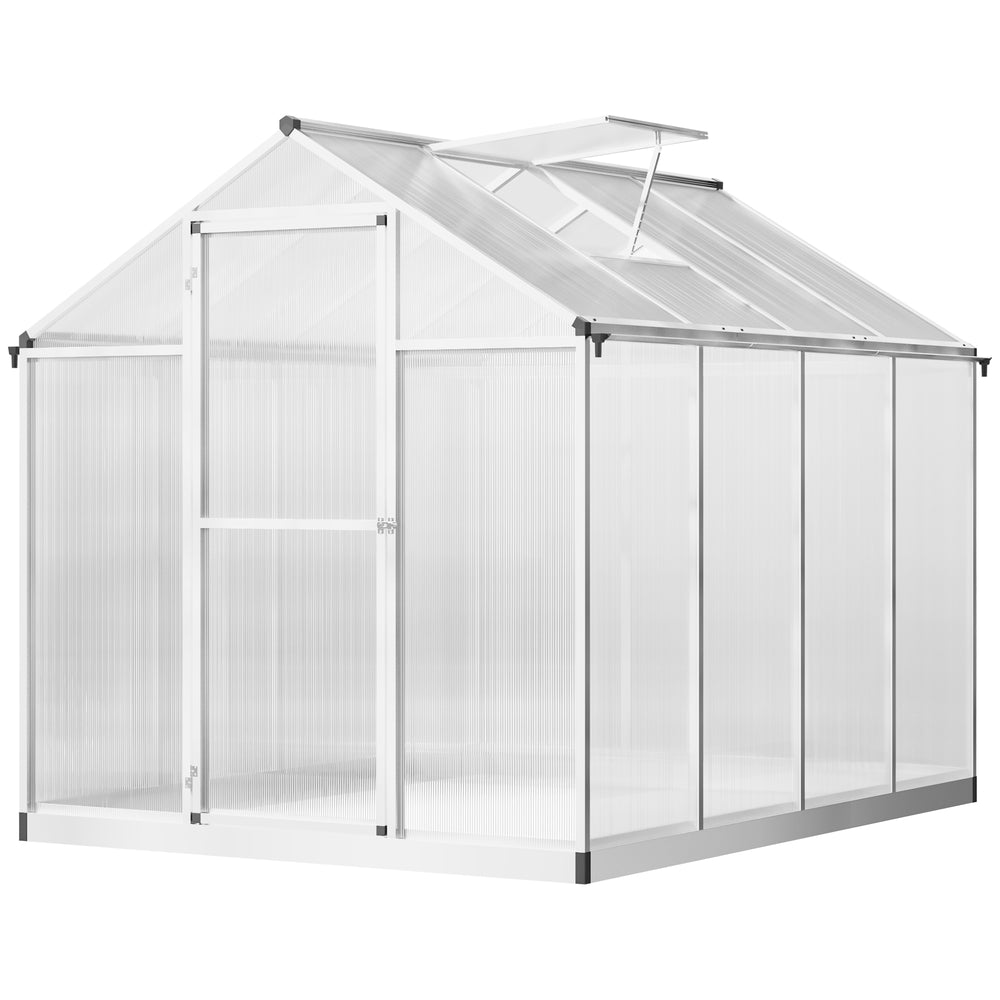 Aluminium greenhouse, gutter and ventilation, silver