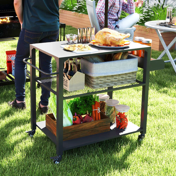 3-tier garden trolley with storage rack