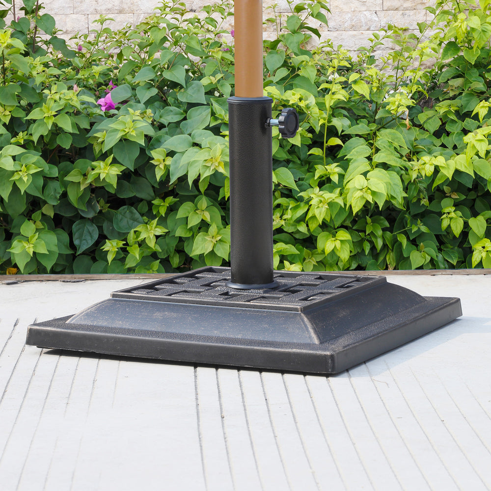 20 lb Resin Patio Umbrella Stand with Coated Base and Square Pole, Bronze