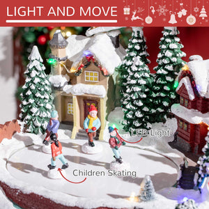 Christmas Village with Santa's Skating Pond Animated with Multi-Colored LED Light
