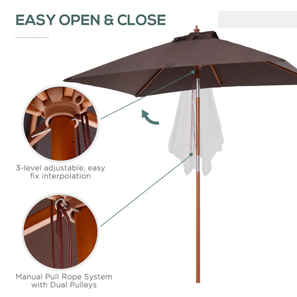 6.6-foot square parasol with tilt mechanism, coffee color 