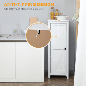 Storage unit with barn door and adjustable shelves, white