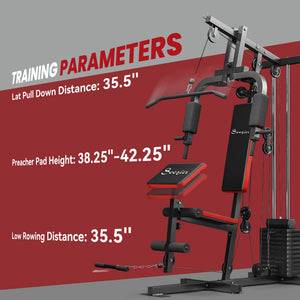 Multi-gym with a 65 kg weight stack