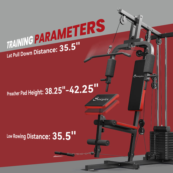 Multi-gym with a 65 kg weight stack