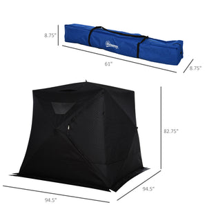 Pop-up ice fishing shelter for 4 people with carrying bag – Black