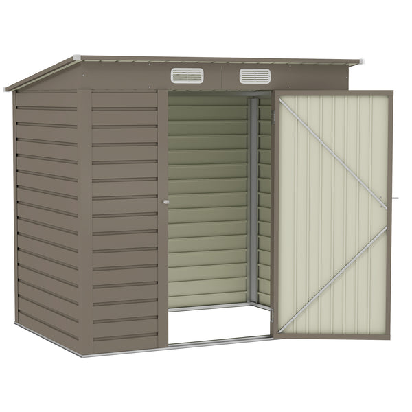 Galvanized metal garden shed with double doors and 2 vents, light grey