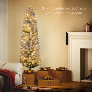 5ft Pre-Lit Frosted Green Artificial Christmas Tree with Warm White LED Light