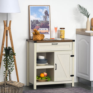 Rustic style storage sideboard with barn doors, white