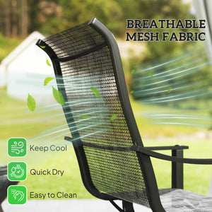 Set of 2 Mesh Patio Swivel Rocker Chairs with High Back and Curved Arms, Grey Blend