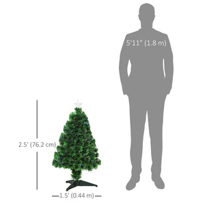 2.5ft Pre-Lit Small Artificial Christmas Tree with Fiber Optics