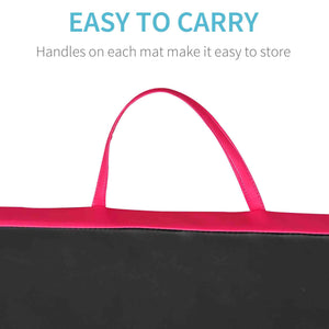 4'x10'x2" Folding Gymnastics Mat with Carry Handles, Pink and Black