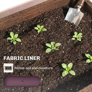 2-Tier Wooden Raised Planter Box with Legs, 60 x 25 x 70 cm, with Drainage Holes and Bed Liner.
