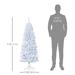 5ft Slim White Artificial Christmas Tree with Automatic Opener