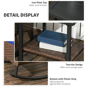 3-piece PE rattan garden set, dark blue