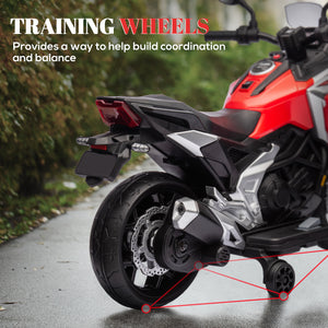 Honda 12V Motorcycle with Headlights and Training Wheels, Red