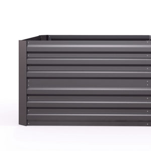 Galvanized raised planter with reinforced stakes, dark grey