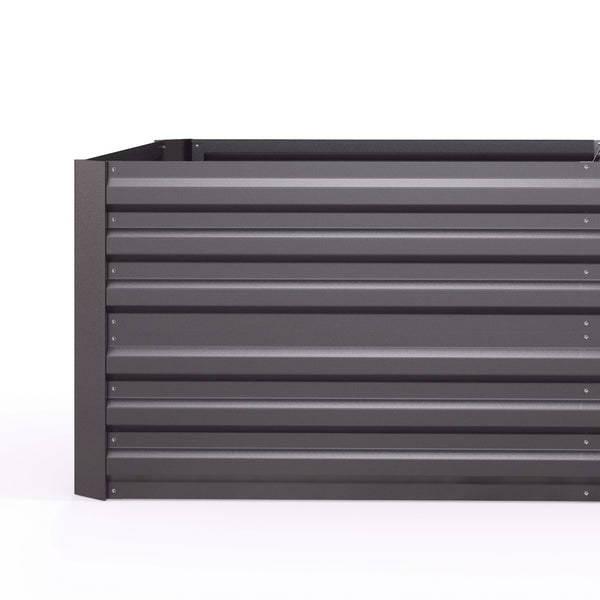Galvanized raised planter with reinforced stakes, dark grey