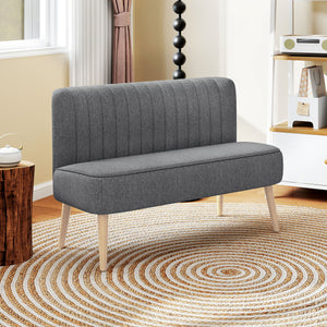 Modern upholstered 2 seater sofa with rubberwood legs, light grey