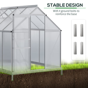 Polycarbonate greenhouse with adjustable roof ventilation, transparent