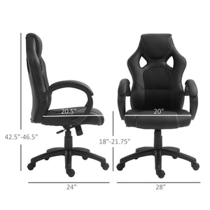 Gaming office chair with swivel casters, padded headrest, black
