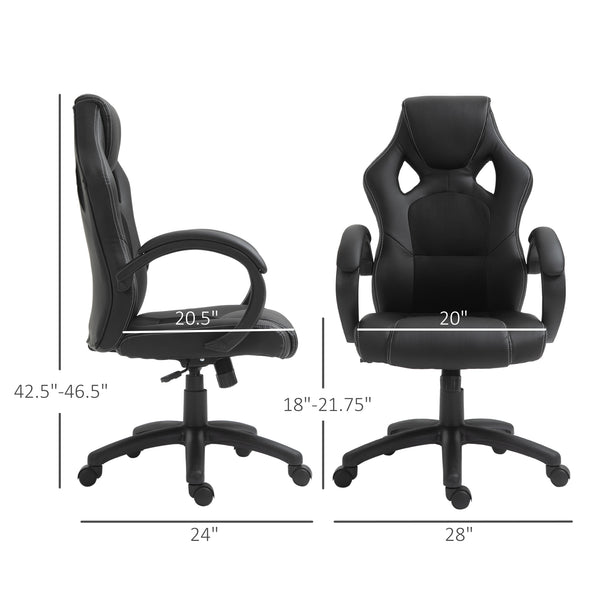 Gaming office chair with swivel casters, padded headrest, black