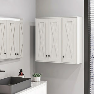 35-in bathroom wall cabinet with 3 doors and adjustable shelves, white