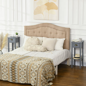 Set of 2 narrow bedside tables with drawer and shelf, gray