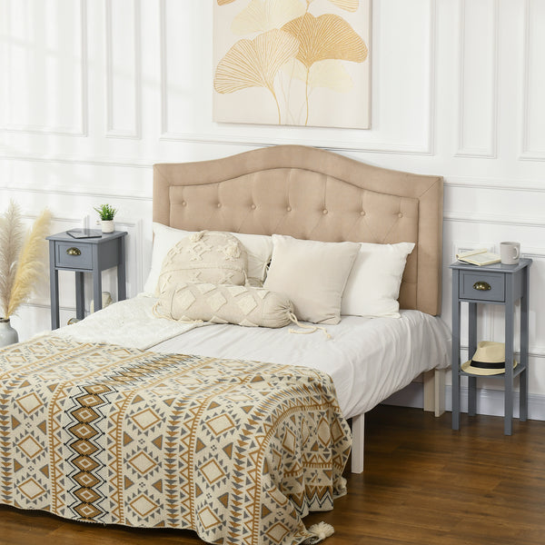 Set of 2 narrow bedside tables with drawer and shelf, gray