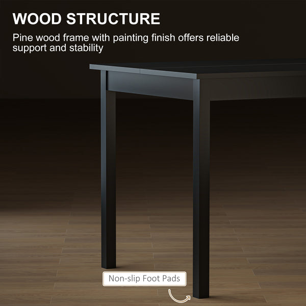 Country-style dining table, pine frame, black