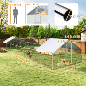 Metal chicken coop with waterproof and UV-resistant cover