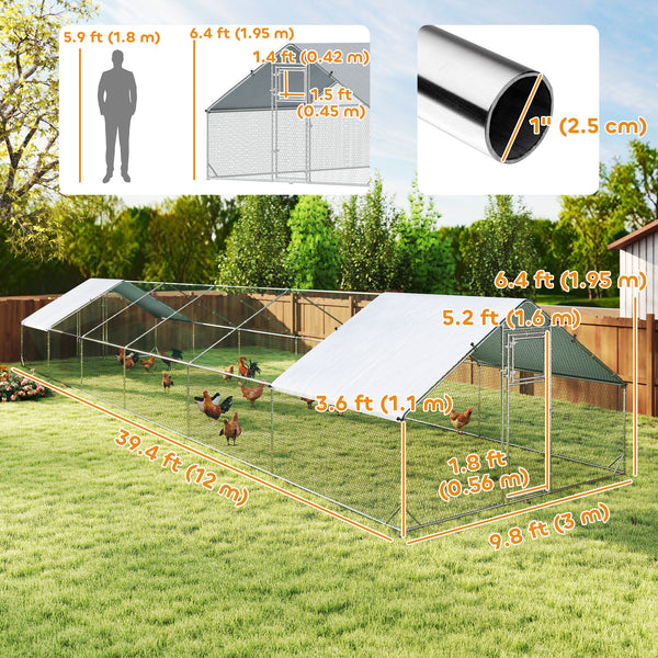 Metal chicken coop with waterproof and UV-resistant cover