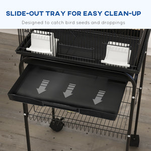 48" Bird Cage with Perch, Swing, Food Container, Sliding Tray and Handle