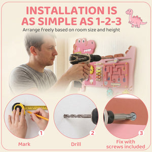 Pink Dinosaur Wall Activity Panel, 2 years and up