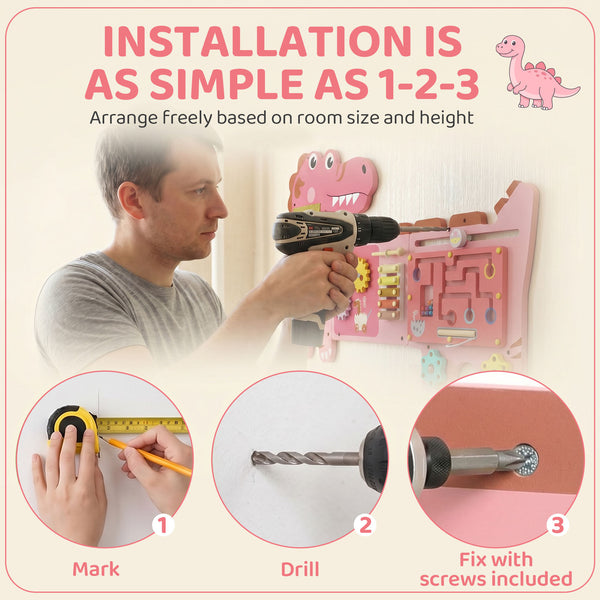 Pink Dinosaur Wall Activity Panel, 2 years and up