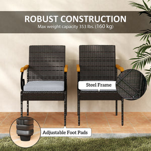 Set of 2 rattan garden chairs, light grey