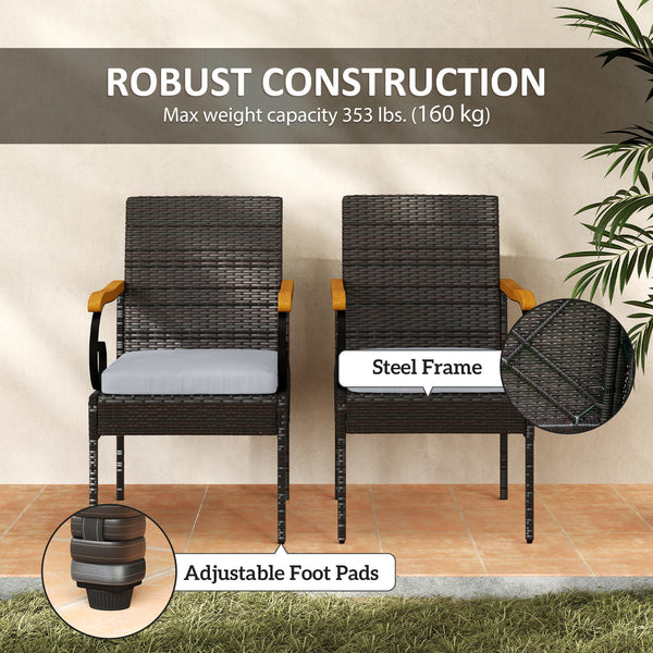 Set of 2 rattan garden chairs, light grey