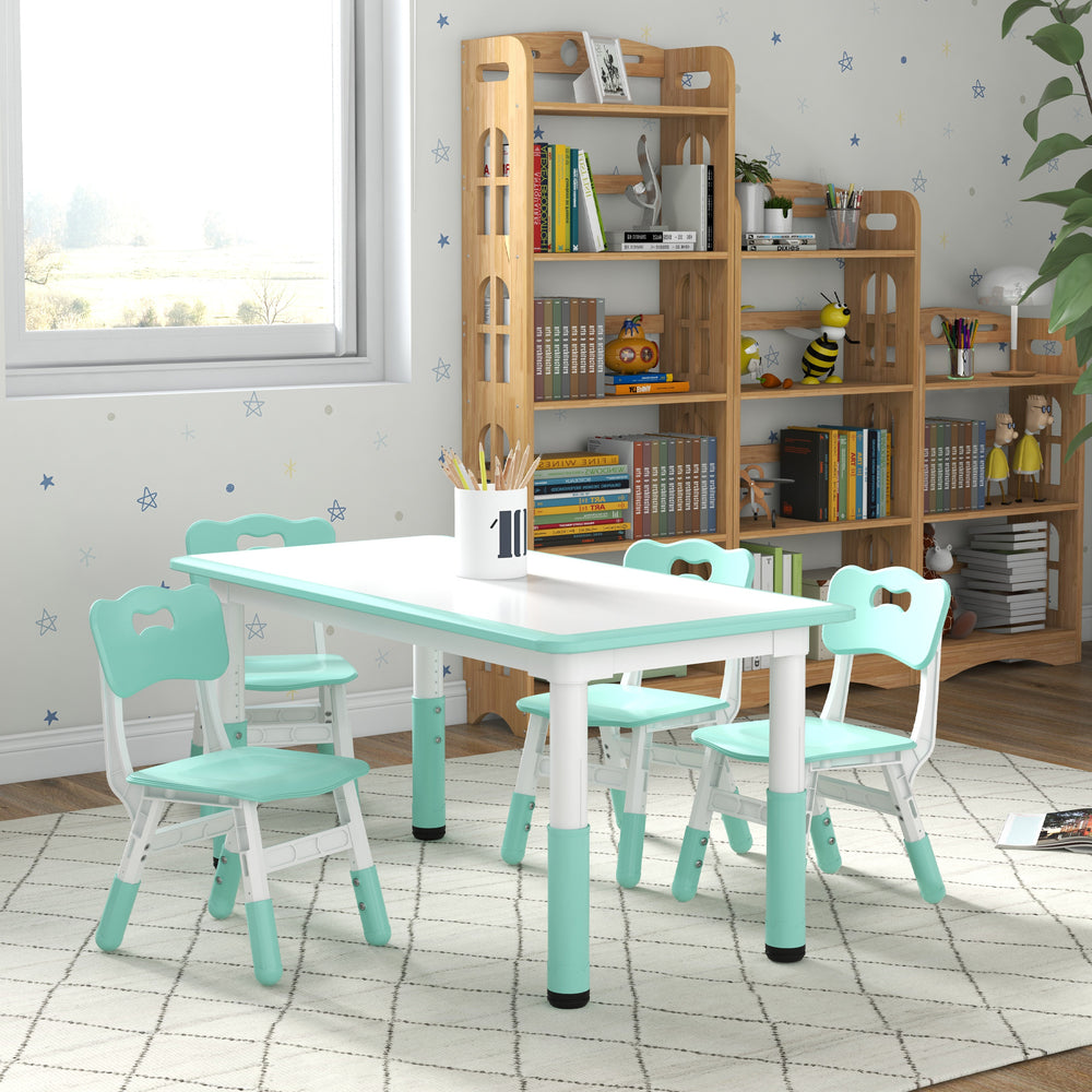 Children's table and 4 chairs set, green