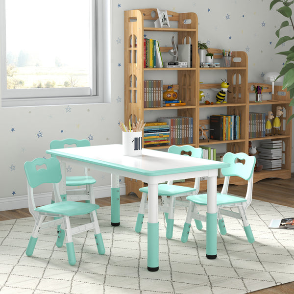 Children's table and 4 chairs set, green