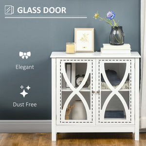Kitchen cabinet with glass door, living room, white