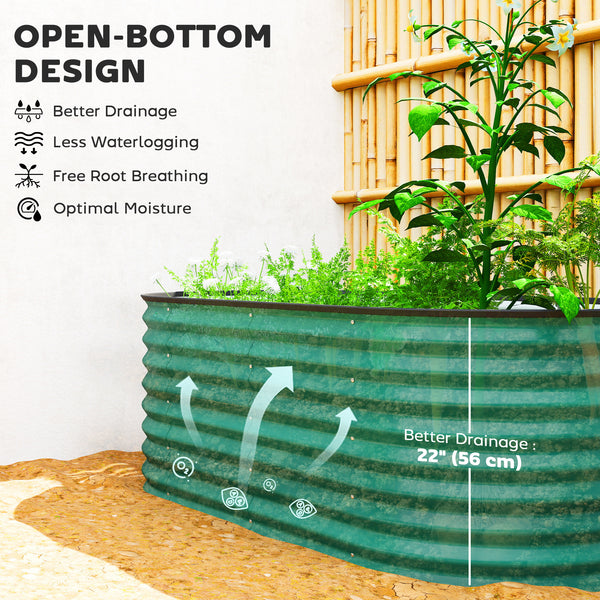 Galvanized raised planter with safety edging and gloves included, dark green 