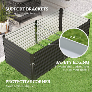 5' x 3' x 2' Raised Garden Bed, Galvanized Planter Box for Growing Flowers, Herbs and Vegetables, Dark Gray