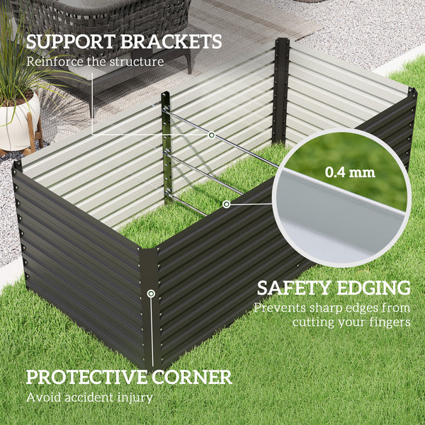 5' x 3' x 2' Raised Garden Bed, Galvanized Planter Box for Growing Flowers, Herbs and Vegetables, Dark Gray