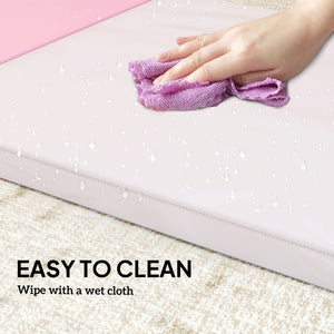 2.4m Folding Gymnastics Mat with Carry Handles, Yellow and Pink