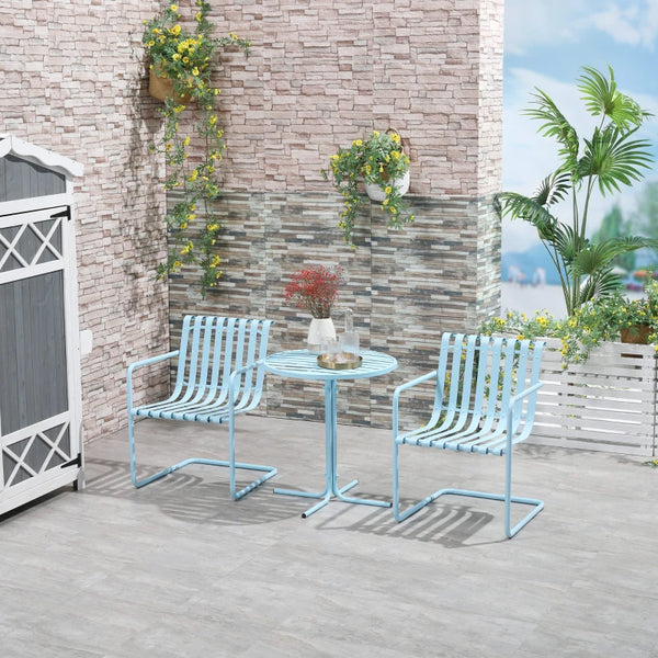 3-piece metal bistro set, sky blue