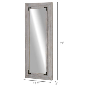 Full length mirror, wall mount and tilted floor mirror, gray