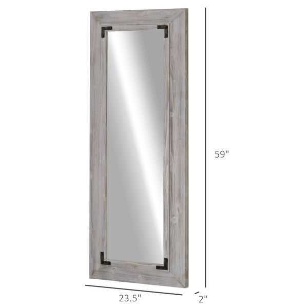Full length mirror, wall mount and tilted floor mirror, gray