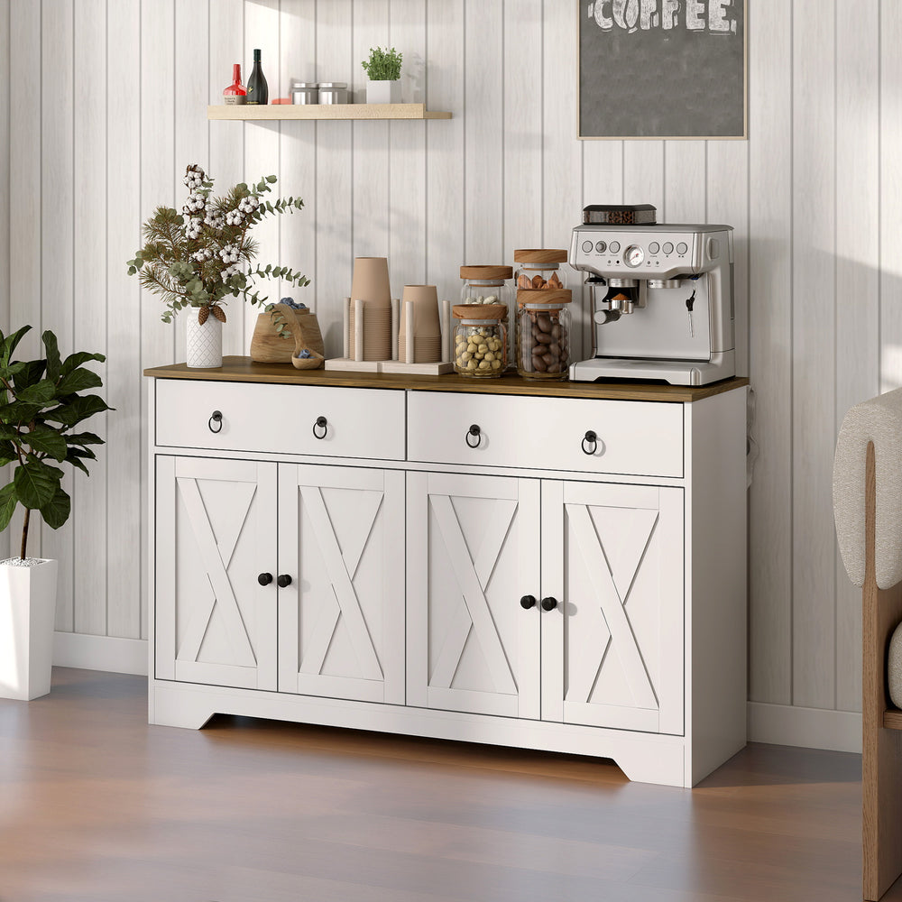 Sideboard with 2 drawers, 4 sliding doors and 2 adjustable shelves, white.