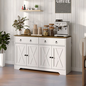 Sideboard with 2 drawers, 4 sliding doors and 2 adjustable shelves, white.