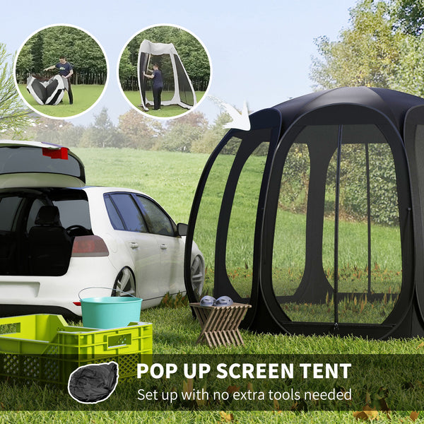 Foldable mosquito net tent with carry bag and 2 doors, black