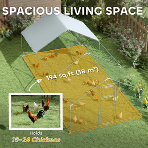 Large metal chicken coop with waterproof and UV-resistant cover
